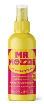 A 75ml bottle of Mr Mozzie DEET-free insect repellent spray with a plant-based active ingredient.