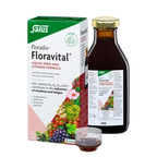 Salus Floravital liquid iron and vitamin formula with measuring cup.