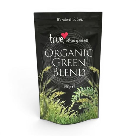 True Natural Goodness organic green blend superfood powder in a 150g pouch.
