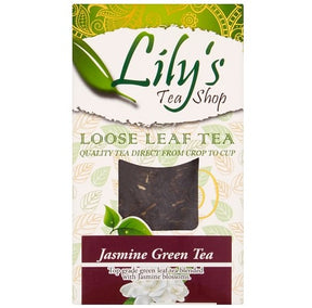 Lily's Tea Shop Jasmine Green Tea loose leaf tea packaging.