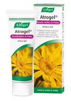 A.Vogel Atrogel Arnica Gel for muscle aches and pains, shown as a tube alongside its product packaging.