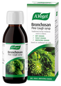 A.Vogel Bronchosan Pine Cough syrup, a traditional herbal medicine formulated to relieve dry, tickly, and irritating coughs, shown in its bottle alongside its product packaging.