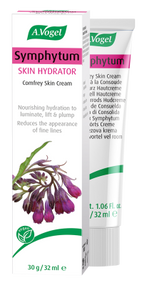 A.Vogel Symphytum Comfrey Skin Hydrator, a nourishing skin cream designed to luminate, lift, plump, and reduce the appearance of fine lines, shown in its product box alongside the tube.