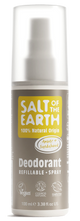 Salt of the Earth Amber & Sandalwood Deodorant Spray, a 100ml, 100% natural origin, vegan-friendly, and cruelty-free refillable deodorant spray.