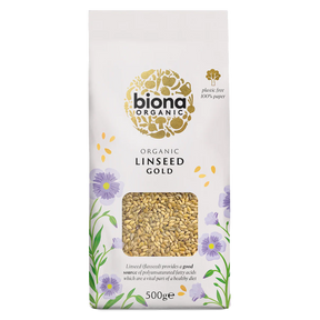 Biona Organic Linseed Gold, 500g, a nutritious source of polyunsaturated fatty acids.