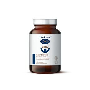 BioCare Baby BioFlora powder supplement with 10 billion live bacteria.