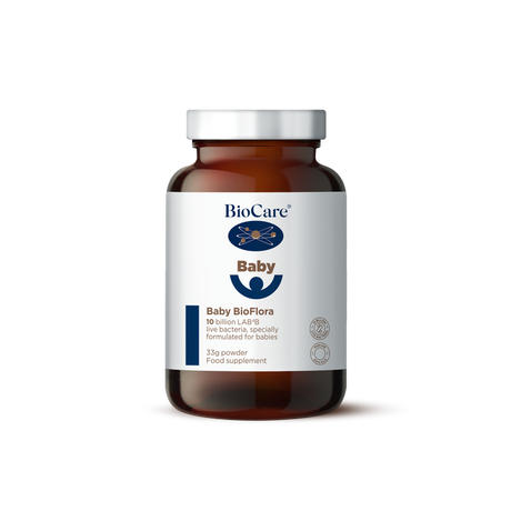 BioCare Baby BioFlora powder supplement with 10 billion live bacteria.