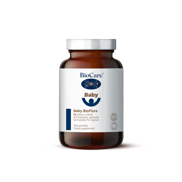 BioCare Baby BioFlora powder supplement with 10 billion live bacteria.