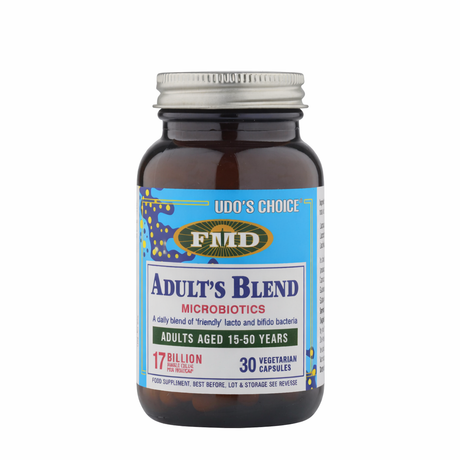 Udo’s Choice Adult’s Microbiotic Blend capsules for digestive health and 12 billion probiotics 60 capsules.