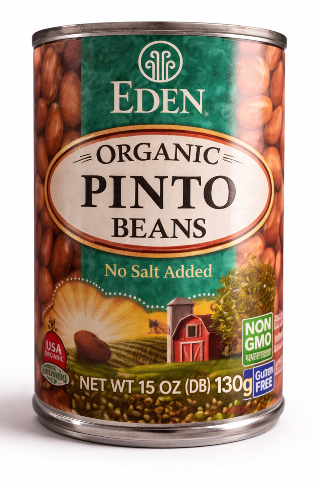 Eden Organic pinto beans no salt added 425g canned beans BPA free plant based protein Ireland health store.