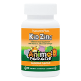 NaturesPlus Kid Zinc Children's Food Supplement bottle with Animal Parade branding on a white background