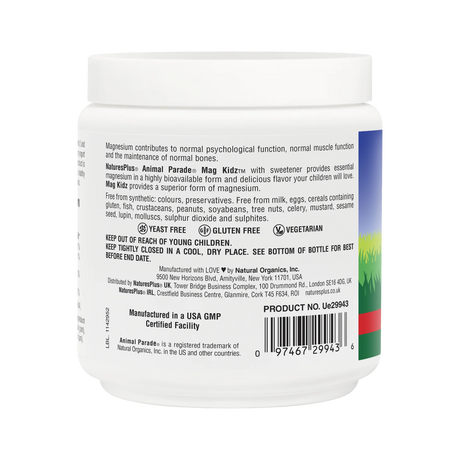 NaturesPlus Animal Parade Gold 120 tablets nutrition information and supplement facts label.