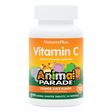 Nature's Plus Animal Parade sugar-free children's Vitamin C chewable 90 tablets orange flavour with bioflavonoids for immune and antioxidant support.