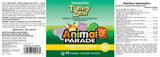 NaturesPlus Animal Parade TummyZyme 90 tropical fruit flavor chewable tablets full label with nutrition facts and directions.