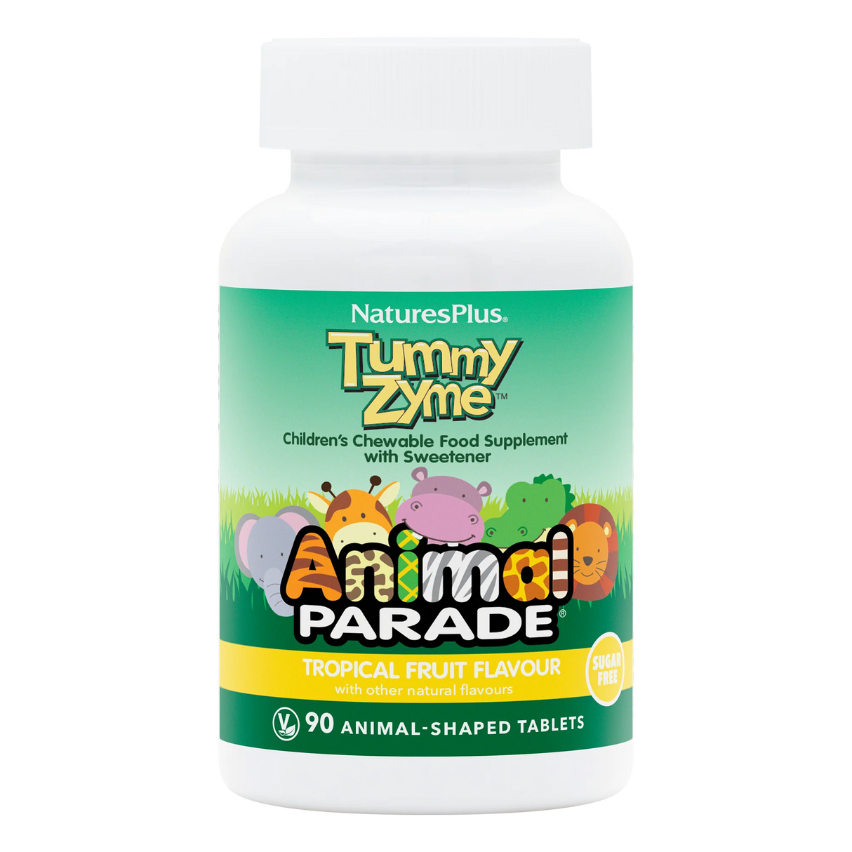 Nature's Plus Animal Parade Tummy Zyme children's chewable tablets for digestive support and nutrient absorption.