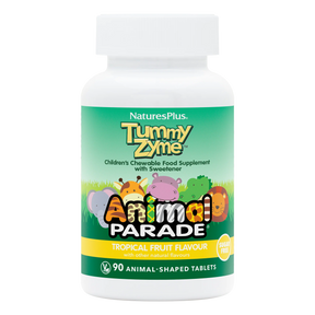 Nature's Plus Animal Parade Tummy Zyme children's chewable tablets for digestive support and nutrient absorption.