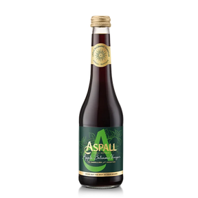 A bottle of Aspall Apple Balsamic Vinegar, a product from Suffolk designed to embellish and sweeten dishes.