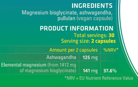 AshwaMAG Ashwagandha + Magnesium Bisglycinate – 60 Capsules