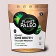 Planet Paleo Organic Bone Broth Collagen Protein, Cooling Herbs flavor with aloe, fennel, and mint, 450g pouch.