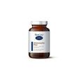 A 30-capsule amber glass jar of BioCare Glutenzyme Plus enzyme complex with live bacteria food supplement, featuring a white and navy blue label and a silver cap, isolated on a white background.