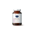 A 30-vegetable capsule amber glass jar of BioCare Vitamin B3 food supplement for energy, mental health, and wellbeing, featuring a white and light pink label and silver cap, isolated on a white background.