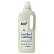 "Bio-D Cotton Fresh Non-Bio Laundry Liquid, 1-litre bottle, suitable for up to 33 washes, featuring 100% naturally derived and ethically sourced ingredients."