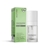 A green box and white bottle of BeautyPro Niacinamide Rejuvenating Daily Serum, labeled for all skin types and featuring Korean skincare branding.