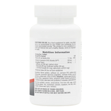 Back label of NaturesPlus Beyond CoQ10 supplement bottle showing nutrition information, serving size of 1 softgel, 100mg Ubiquinol dosage, and full ingredient list on a white container.