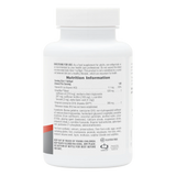 Back of bottle label for NaturesPlus Beyond CoQ10 200mg Ubiquinol showing nutrition facts, directions for use, and a comprehensive list of ingredients and allergens.