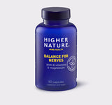 Higher Nature Balance for Nerves 90 vegetarian and vegan capsules, formulated with B vitamins and magnesium.