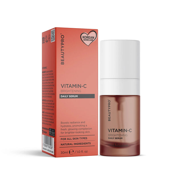 BeautyPro Vitamin-C serum packaging and bottle on a white background