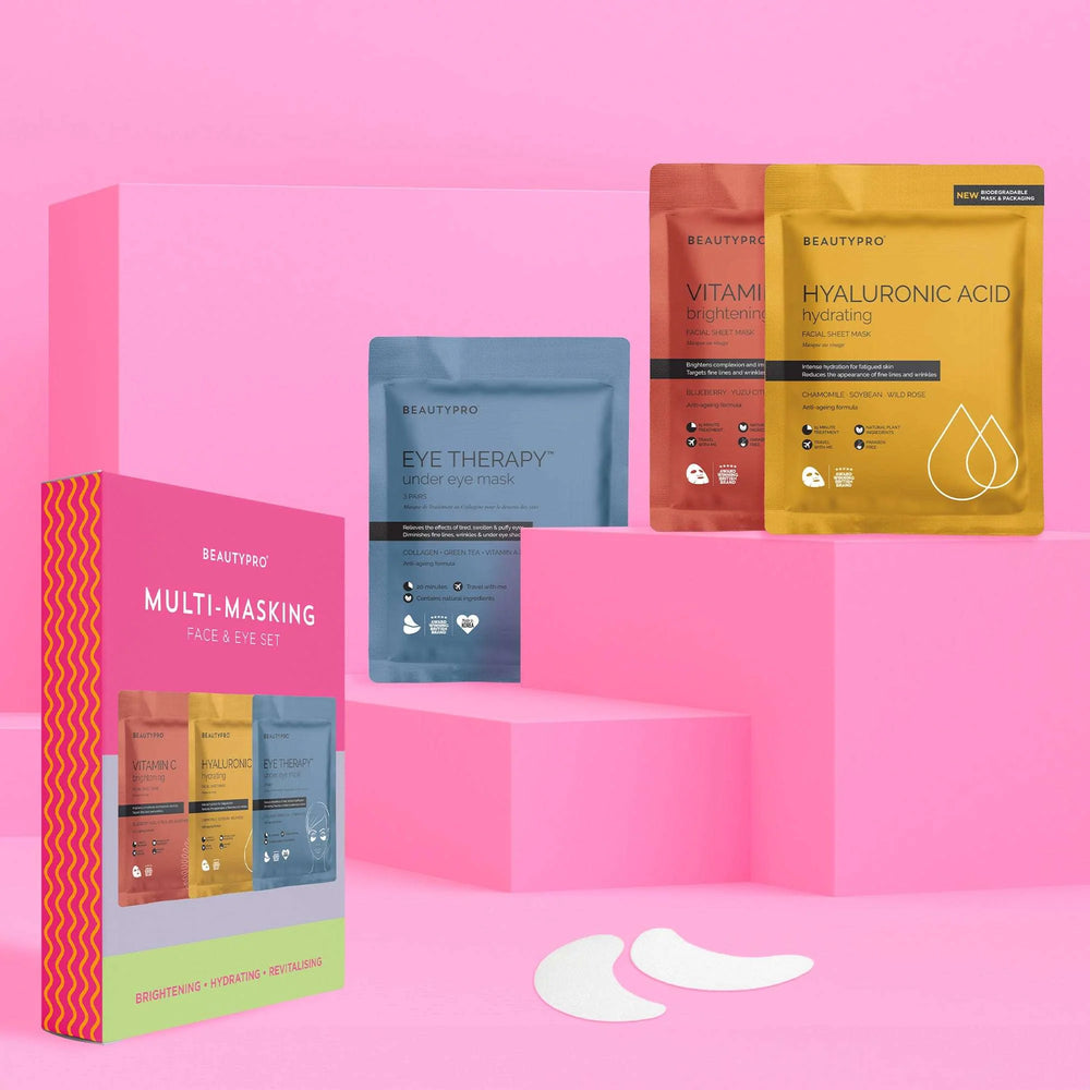 BeautyPro Multi-Masking Face and Eye Set for Brightening, Hydrating, and Revitalising.