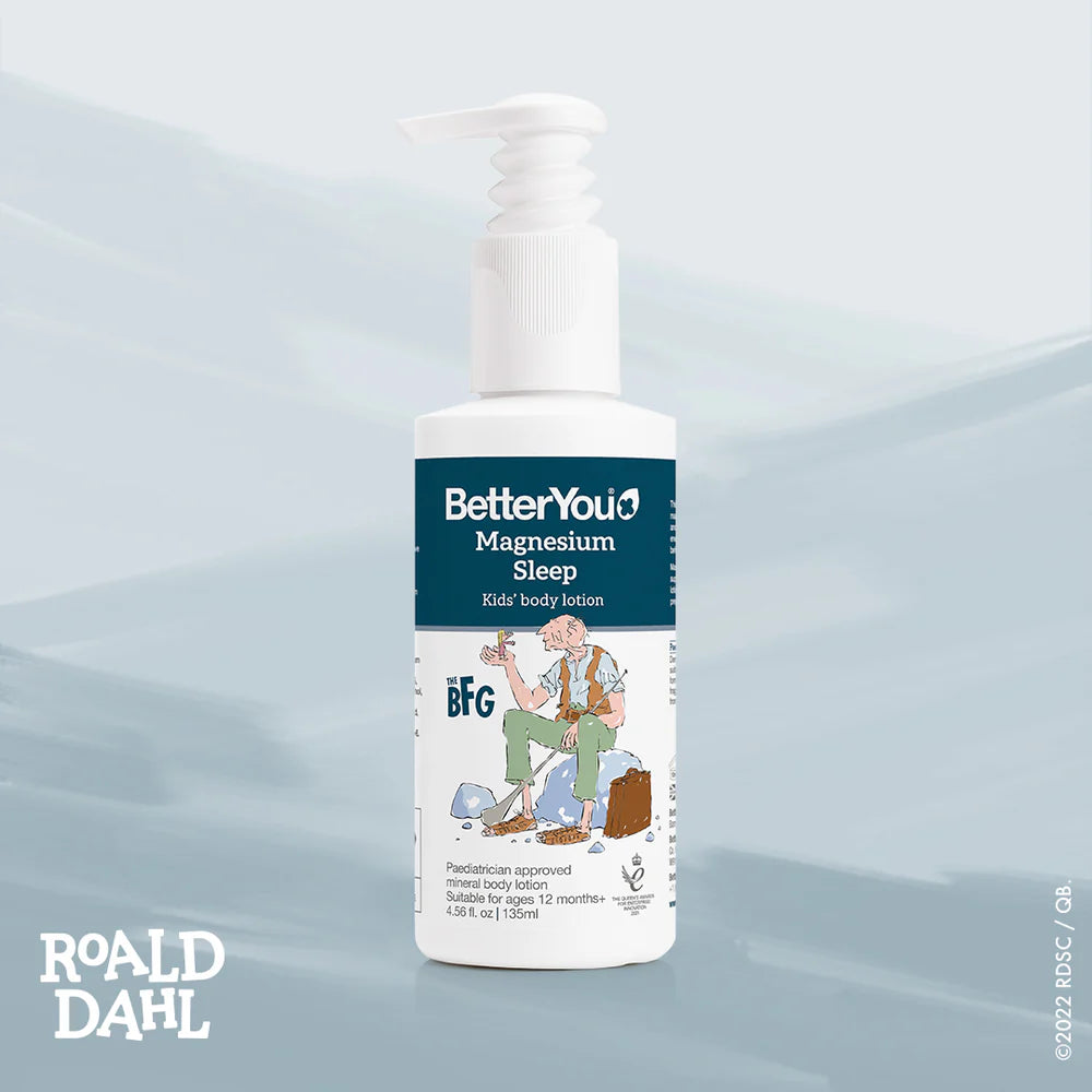 BetterYou Magnesium Sleep Kids Lotion – calming magnesium lotion with sweet orange and lavender to support child relaxation and restful sleep.