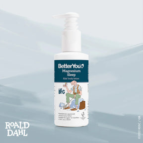 BetterYou Magnesium Sleep Kids Lotion – calming magnesium lotion with sweet orange and lavender to support child relaxation and restful sleep.