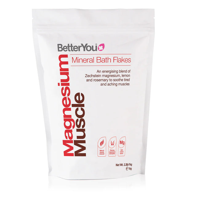 BetterYou Magnesium Muscle Bath Flakes – magnesium chloride bath soak for muscle relaxation, recovery and overall wellbeing.