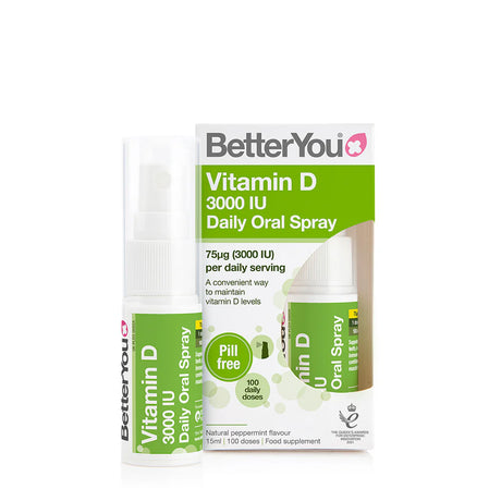 BetterYou Vitamin D3 3000 Oral Spray – fast‑absorbing vitamin D3 oral spray to support bone health, immune function and muscle wellbeing.