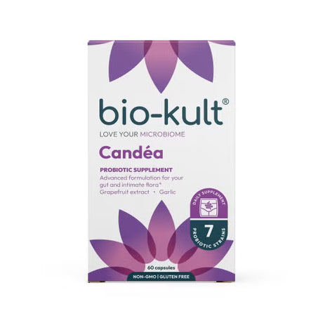 Bio-Kult Candea 60 capsules multi-strain probiotic with garlic and grapefruit seed extract for yeast balance and digestive health Ireland.