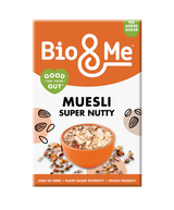 Bio and Me Super Nutty Muesli 450g gut health prebiotic breakfast cereal with 15 plant ingredients Ireland health store.