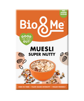 Bio and Me Super Nutty Muesli 450g gut health prebiotic breakfast cereal with 15 plant ingredients Ireland health store.