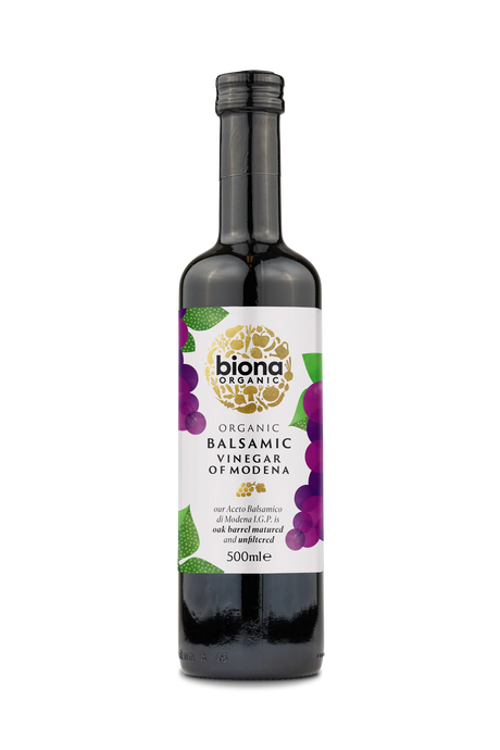 Biona Organic Balsamic Vinegar of Modena, 500ml oak barrel matured bottle.
