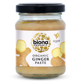 Biona Organic Ginger Paste, glass jar of vegan ginger paste for cooking.