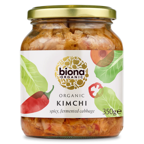 Biona Organic Kimchi, 350g glass jar of spicy, fermented cabbage.