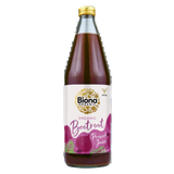 Biona Organic Beetroot Pressed Juice, 750ml glass bottle of vegan vegetable drink.