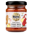 Biona Organic Thai Red Curry Paste, 125g glass jar of vegan curry paste.