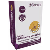 Bionutri Junior Elderberry Complex liquid for kids immune support with Vitamin C Vitamin D3 and Zinc 90 chewables.
