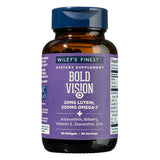 Wiley's Finest Bold Vision dietary supplement in a dark amber bottle with a blue cap.