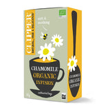 Clipper organic chamomile infusion, 20 unbleached tea bags, featuring a soft and soothing blend.