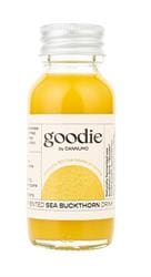 Goodie by Cannumo miniature fermented sea buckthorn drink, shot-sized bottle for daily wellness.