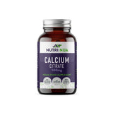 A capsule bottle of Nutri Nua 500mg vegan calcium citrate supplement.