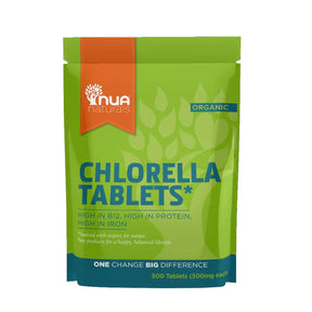 500-count pouch of Nua Naturals Organic Chlorella Tablets.